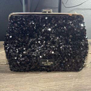 Kate Spade Black Sequin Frame Clutch